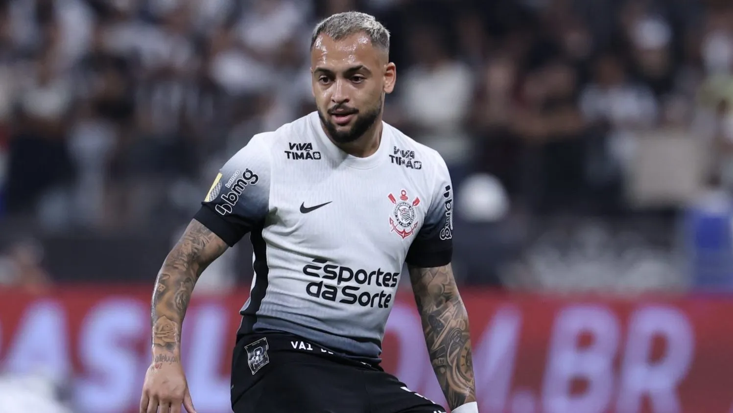 Maycon jogador do Corinthians durante partida contra o São Bernardo no estádio Arena Corinthians pelo campeonato Paulista 2025. Foto: Marcello Zambrana/AGIF
