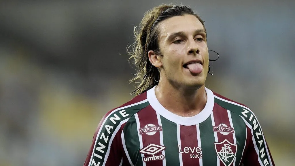 Canobbio jogador do Fluminense durante partida contra o Flamengo no estádio Maracanã pelo campeonato Carioca 2025. Foto: Alexandre Loureiro/AGIF