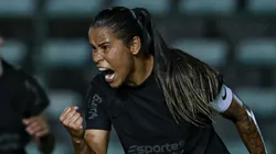 Vic Albuquerque jogadora do Corinthians comemora seu gol durante partida contra o Juventude no estádio Alfredo Schürig pelo campeonato Brasileiro A 2025. Foto: Reprodução