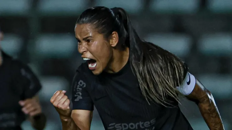 Vic Albuquerque jogadora do Corinthians comemora seu gol durante partida contra o Juventude no estádio Alfredo Schürig pelo campeonato Brasileiro A 2025. Foto: Reprodução