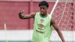 Keno, jogador do Fluminense durante treino no CT das Laranjeiras nesta segunda-feira com foco no duelo decisivo na Sul-Americana