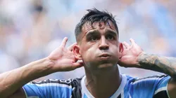 Cristaldo durante comemoração de gol pelo Imortal contra o SPFC em 2024. Foto: Maxi Franzoi/AGIF