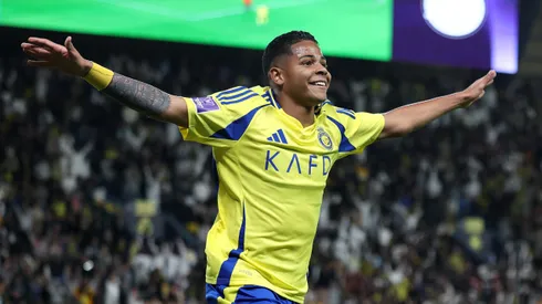 Wesley celebra gol pelo Al-Nassr. Photo by Abdullah Ahmed/Getty Images