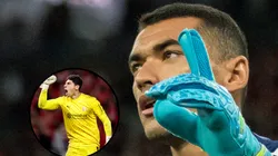 Goleiro Santos perde força no Timão. Fotos: Maja Hitij/Getty Images e Robson Mafra/AGIF.