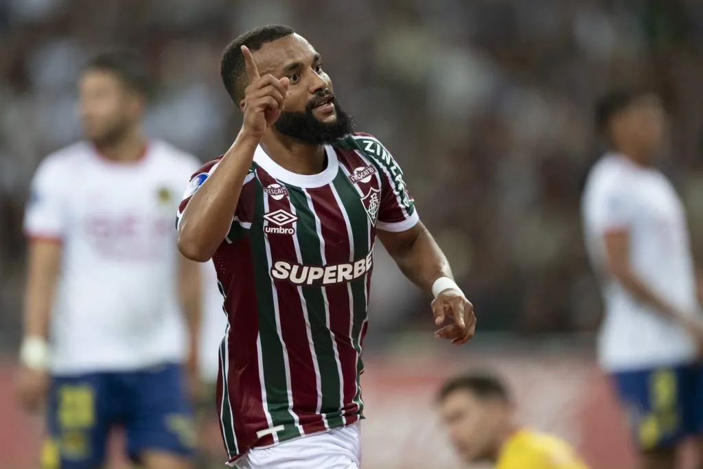 Samuel Xavier comemora seu gol contra o Unión Española. Foto: Jorge Rodrigues/AGIF