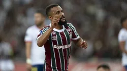 Samuel Xavier jogador do Fluminense comemora seu gol durante partida contra o Union Española no estádio Maracanã pelo campeonato Copa Sul-americana 2025.