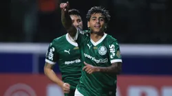 Facundo Torres, jogador do Palmeiras, comemora seu gol durante partida contra o Bolivar no estadio Arena Allianz Parque pelo campeonato Copa Libertadores 2025. Foto: Ettore Chiereguini/AGIF