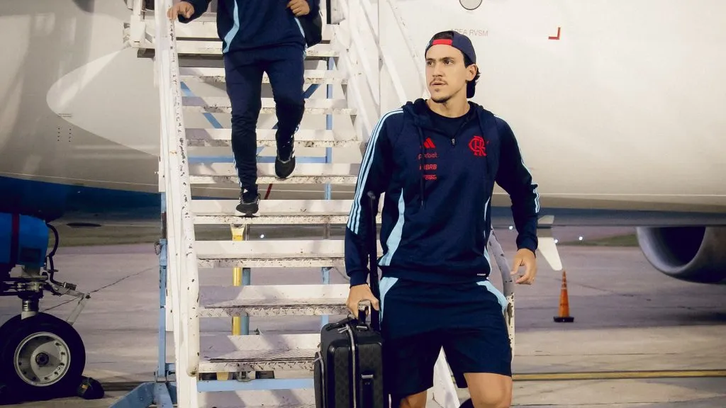 Pedro foi reserva na Libertadores — Foto:Adriano Fontes/Flamengo
