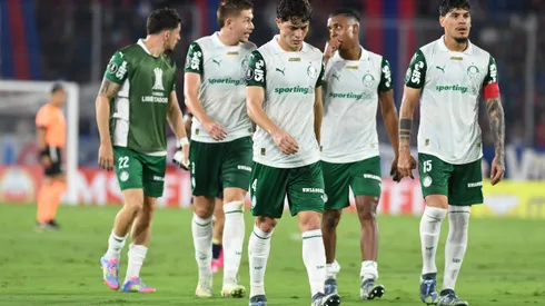 ASUNCION, PARAGUAY - MAY 07: Agustin Giay of Palmeiras reacts during the Copa CONMEBOL Libertadores 2025 Group G match between Cerro Porteño and Palmeiras at Estadio General Pablo Rojas - La Nueva Olla on May 07, 2025 in Asuncion, Paraguay. (Photo by Christian Alvarenga/Getty Images)
