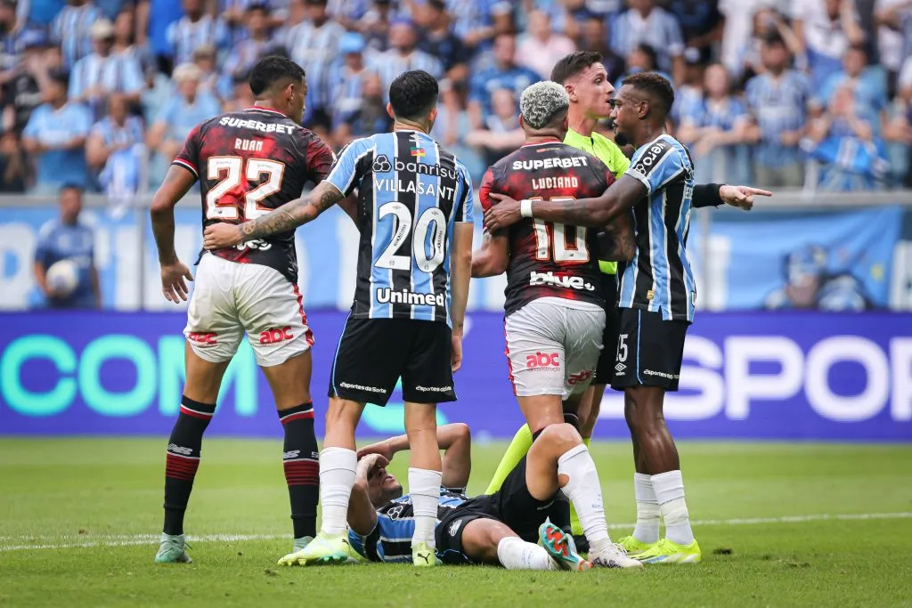 No último confronto, o Grêmio venceu o São Paulo por 2 a 1, na Arena do Grêmio, na temporada passada. Foto: Maxi Franzoi/AGIF