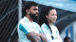 Gabigol e Byanca Brasil durante treinamento na Toca da Raposa 2 (Gustavo Martins / Cruzeiro)