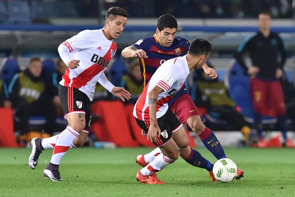 Luis Suarez, do Barcelona durante o jogo final contra o River Plate do Mundial de Clubes 2015,no Estádio Internacional de Yokohama, Japão. Foto: Atsushi Tomura/Getty Images