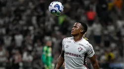 Jhon Arias jogador do Fluminense durante partida contra o Atlético-MG no estádio Arena MRV pelo campeonato Brasileiro A 2025. Foto: Fernando Moreno/AGIF