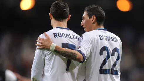 Cristiano Ronaldo e Di María durante partida entre Real Madrid e Málaga, pela La Liga, em 2013. Foto: Denis Doyle