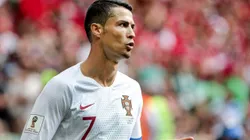 Cristiano Ronaldo durante partida entre Portugal e Marrocos, pela Copa do Mundo de 2018.
