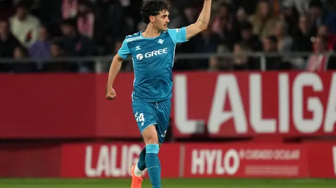 GIRONA, SPAIN - APRIL 21: Johnny Cardoso of Real Betis celebrates scoring his team's first goal during the LaLiga match between Girona FC and Real Betis Balompie at Montilivi Stadium on April 21, 2025 in Girona, Spain. (Photo by Alex Caparros/Getty Images)