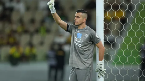 JEDDAH, SAUDI ARABIA - FEBRUARY 1: Marcelo Grohe of Al Kholood reacts during the Saudi Pro League match between Al Ittihad and Al Kholood at Prince Abduallah Al Faisal Stadium on February 1, 2025 in Jeddah, Saudi Arabia. (Photo by Yasser Bakhsh/Getty Images)