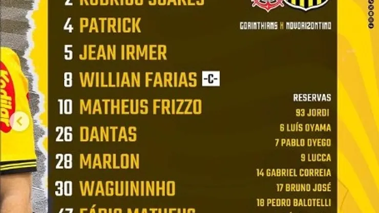 Escalação Novorizontino