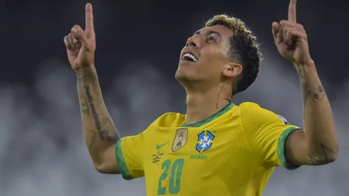 RJ - Rio de Janeiro - 23/06/2021 - COPA AMERICA 2021, BRASIL X COLOMBIA - Roberto Firmino jogador do Brasil comemora seu gol durante partida contra o Colombia no estadio Engenhao pelo campeonato Copa America 2021. Foto: Thiago Ribeiro/AGIF