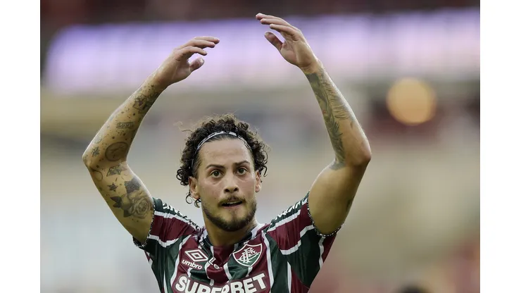 Guga jogador do Fluminense durante partida contra o Flamengo no estádio Maracanã pelo campeonato Carioca 2025. Foto: Alexandre Loureiro/AGIF