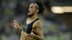 Guga jogador do Fluminense comemora seu gol durante partida contra o Vasco no estádio Maracanã pelo campeonato Brasileiro A 2025. Foto: Alexandre Loureiro/AGIF
