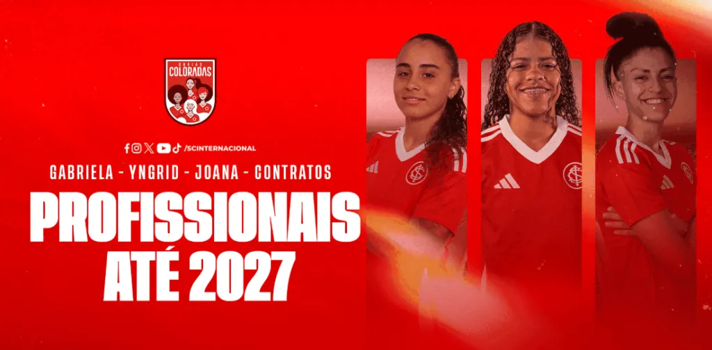 Anúncio de jogadoras do Internacional Feminino