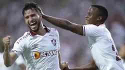 Jhon Arias e Martinelli comemoram gol marcado pelo Fluminense no Campeonato Carioca de 2023. Foto: Jorge Rodrigues/AGIF.
