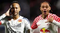 Neymar e Xavi Simons se enfrentam em Santos x RB Leipzig. Foto: GETTY IMAGES