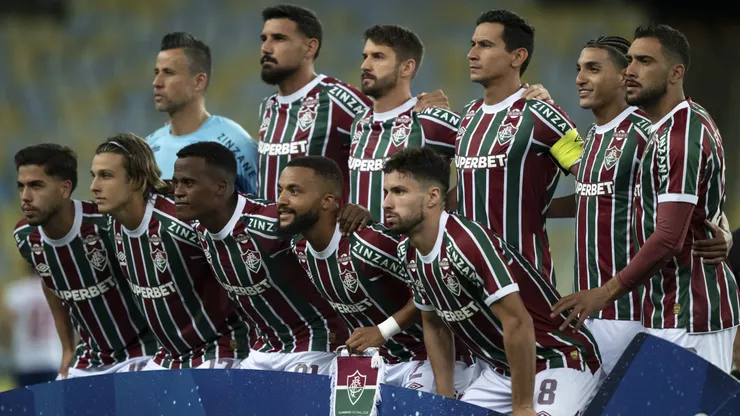 Jogadores do Fluminense posam para foto antes na partida contra Union Española - Foto: Jorge Rodrigues/AGIF