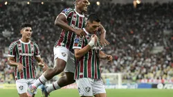 RJ - RIO DE JANEIRO - 29/05/2025 - COPA SUL-AMERICANA 2025, FLUMINENSE X ONCE CALDAS - Serna jogador do Fluminense comemora seu gol com Arias jogador da sua equipe durante partida contra o Once Caldas no estadio Maracana pelo campeonato Copa Sul-americana 2025. Foto: Thiago Ribeiro/AGIF