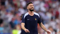 MUNICH, GERMANY - JULY 09: Olivier Giroud of France looks on as he warms up prior to the UEFA EURO 2024 Semi-Final match between Spain and France at Munich Football Arena on July 09, 2024 in Munich, Germany. (Photo by Alex Grimm/Getty Images)
