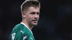 Bruno Fuchs, jogador do Palmeiras, durante partida contra o Ceara no estadio Arena Allianz Parque pelo campeonato Copa Do Brasil 2025. Foto: Ettore Chiereguini/AGIF