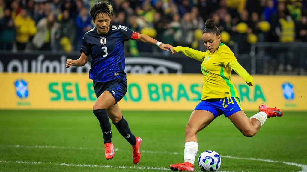 Dudinha jogadora do Brasil durante partida contra o Japão no estádio Arena Corinthians pelo campeonato Amistoso. Foto: Fabio Giannelli/AGIF