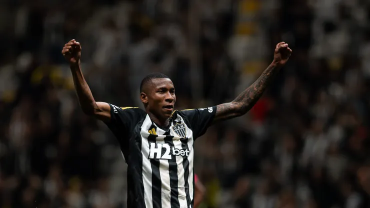 Patrick, jogador do Atlético-MG, comemora seu gol durante partida contra o Maringá, pela Copa Betano do Brasil. Foto: Alessandra Torres/AGIF.
