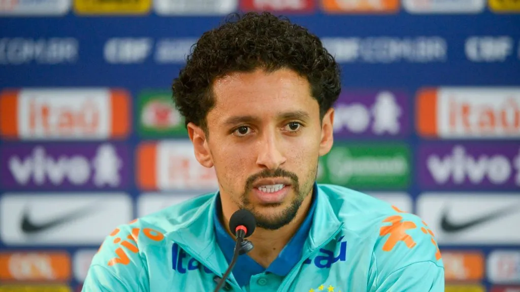 Marquinhos, atleta da Seleção Brasileira, durante coletiva de imprensa. Foto: Jhony Pinho/AGIF.