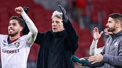 Jogadores do Fluminense comemoram vitória ao final da partida contra o Internacional - Foto: Maxi Franzoi/AGIF
