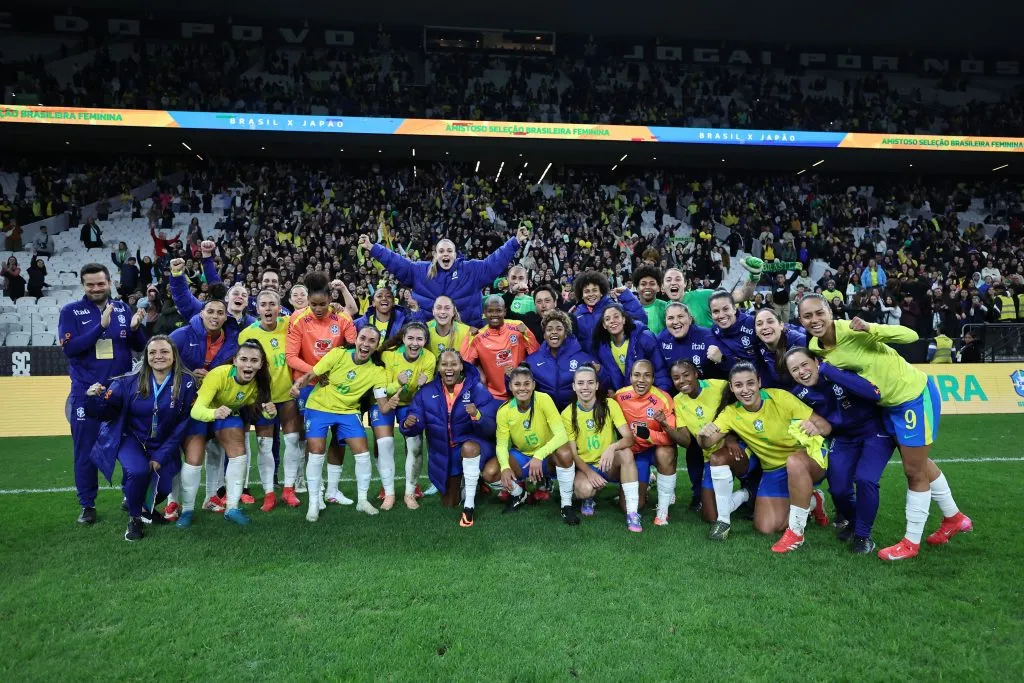 Isa Haas, comemora a goleada sobre o Japão no primeiro amistoso na Neo Química Arena. Foto: Créditos: Lívia Villas Boas/CBF