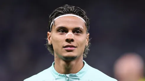 MG - BELO HORIZONTE - 01/06/2025 - BRASILEIRO A 2025, CRUZEIRO X PALMEIRAS - Richard Rios jogador do Palmeiras durante aquecimento antes da partida contra o Cruzeiro no estadio Mineirao pelo campeonato Brasileiro A 2025.