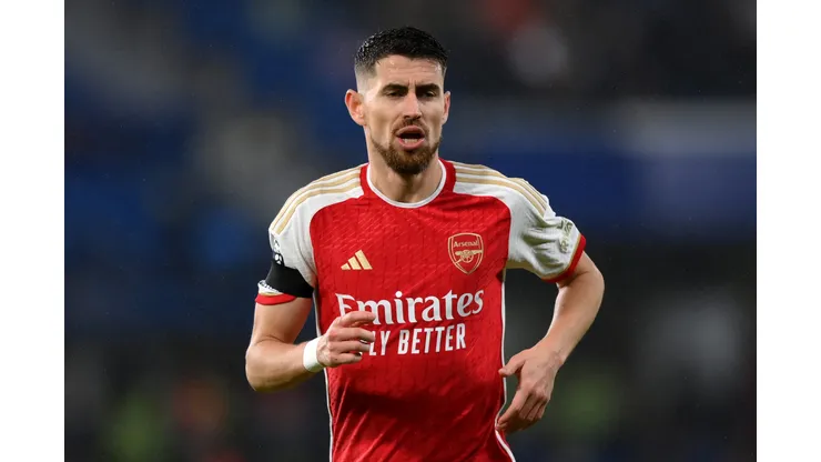 LONDON, ENGLAND - OCTOBER 21: Jorginho of Arsenal during the Premier League match between Chelsea FC and Arsenal FC at Stamford Bridge on October 21, 2023 in London, England. (Photo by Justin Setterfield/Getty Images)