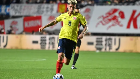 OSAKA, JAPAN - MARCH 28: Jorge Carrascal of Colombia in action during the international friendly between Japan and Colombia at Yodoko Sakura Stadium on March 28, 2023 in Osaka, Japan. (Photo by Kenta Harada/Getty Images)