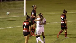 Andressinha comemora gol marcado em partida diante do Corinthians. Foto: Associated Press / Alamy Stock Photo