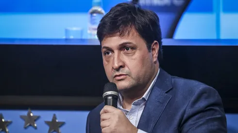 Alberto Guerra presidente do Grêmio durante em coletiva de imprensa realizada no Arena do Grêmio.