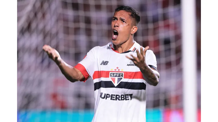 Igor Vinicius, jogador do São Paulo, durante partida contra o Novorizontino no estadio Morumbi pelo campeonato Paulista 2024. Foto: Ettore Chiereguini/AGIF