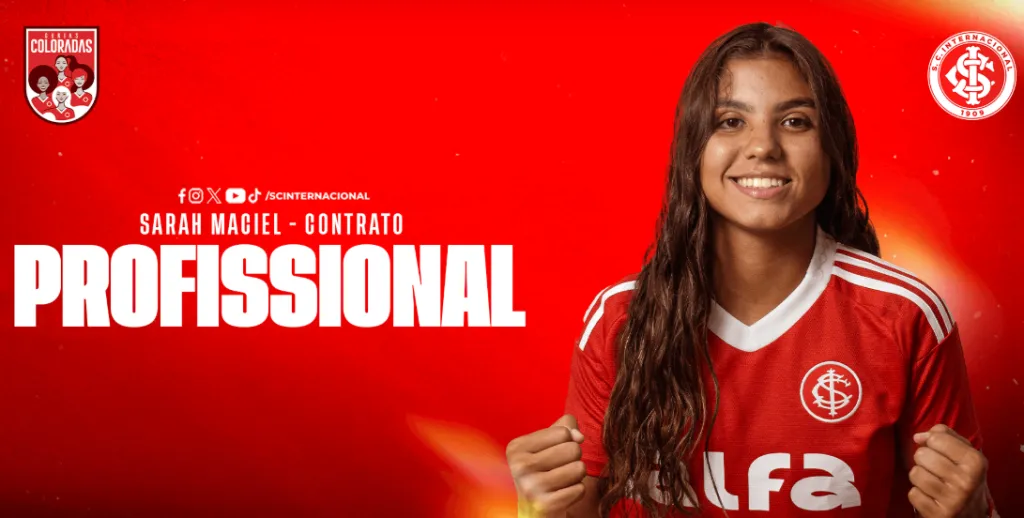 Anúncio de Sarah Maciel no Internacional 