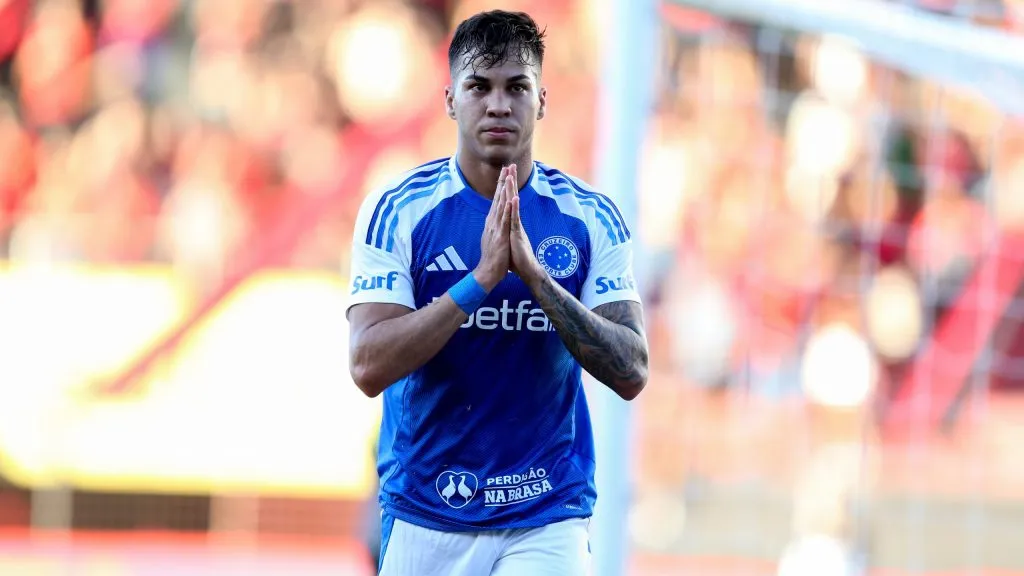 Kaio Jorge jogador do Cruzeiro comemora seu gol durante a partida entre Sport e Cruzeiro no Estádio da Ilha do Retiro em Recife (PE), pelo campeonato brasileiro Série A. Foto: Marlon Costa/AGIF
