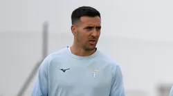 Vecino durante treinamento no CT da Lazio.