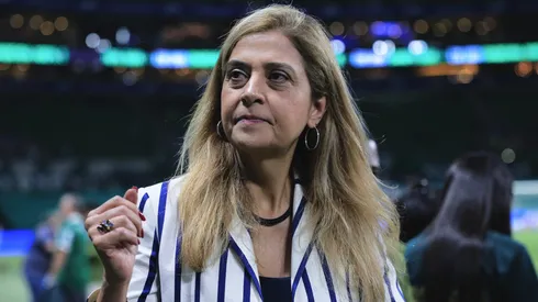 Leila Pereira durante partida entre Palmeiras e Ceará, no Allianz Parque, pela Copa do Brasil.