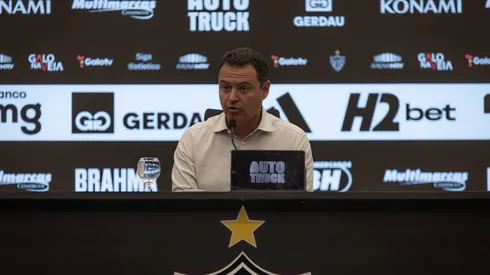 Rafael Menin concedeu entrevista coletiva. Foto: Pedro Souza/Atlético-MG.
