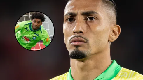 Hugo Souza e Raphinha, pela Seleção Brasileira. Fotos: Rafael Ribeiro/CBF e Gil Gomes/AGIF