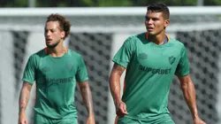 Thiago Silva e Guga durante treino do Fluminense nos EUA - Foto: Marcelo Gonçalves/Fluminense